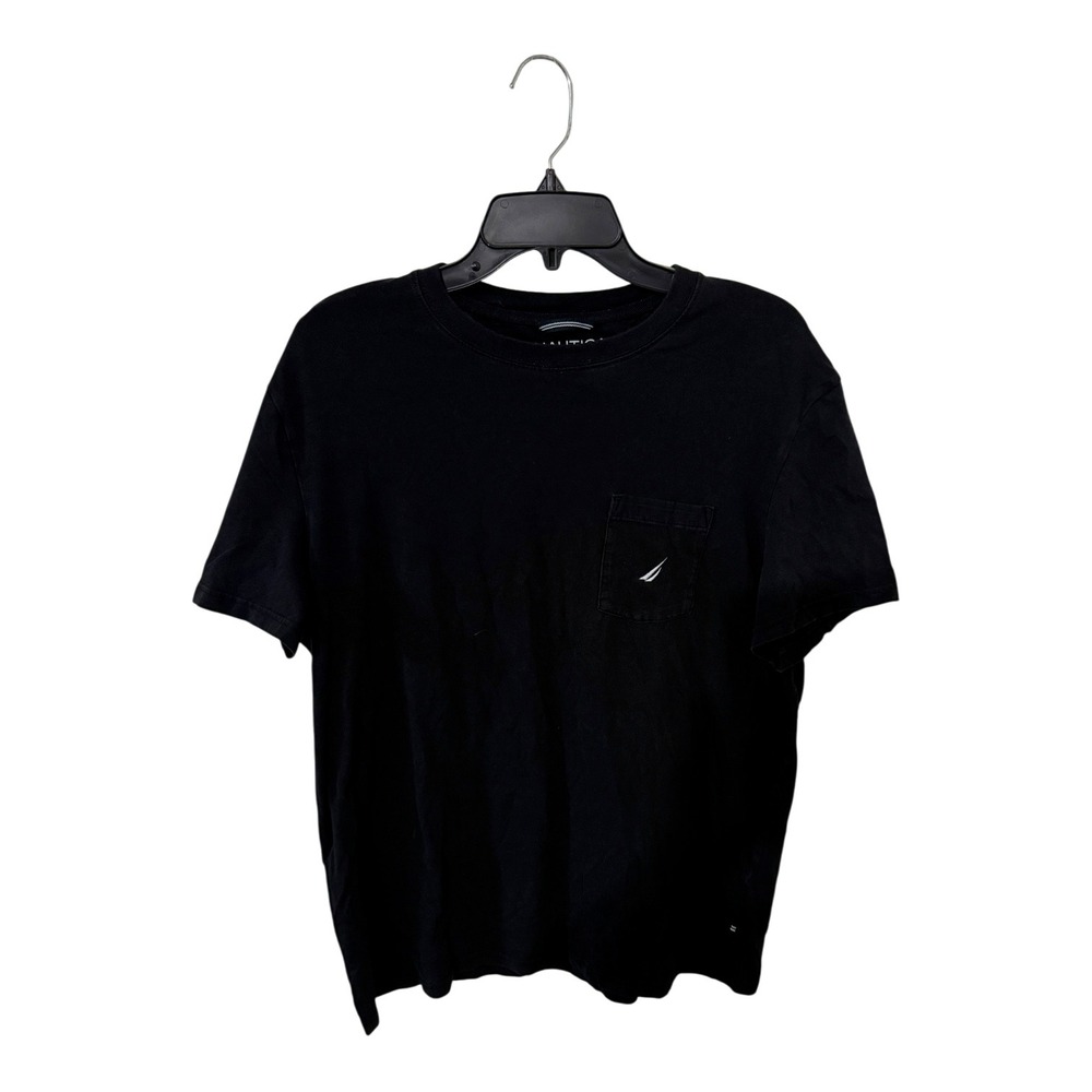 Nautica Mens Performance Tee Black Short Sleeve Pocket T-Shirt Classic Fit Large